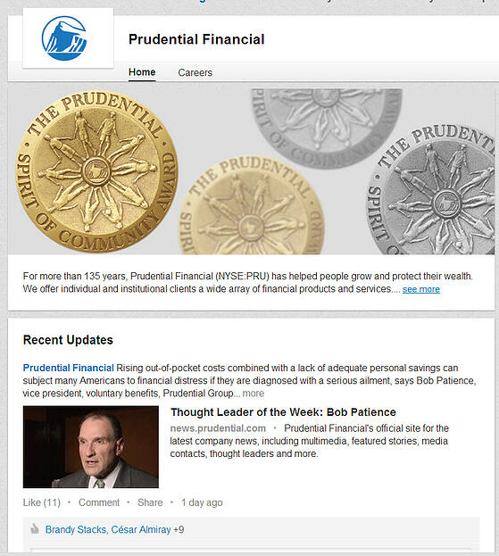 Prudential Financial Linkedin Company Page