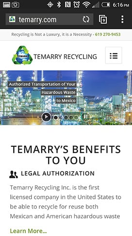 mobile optimized website temarry recycling